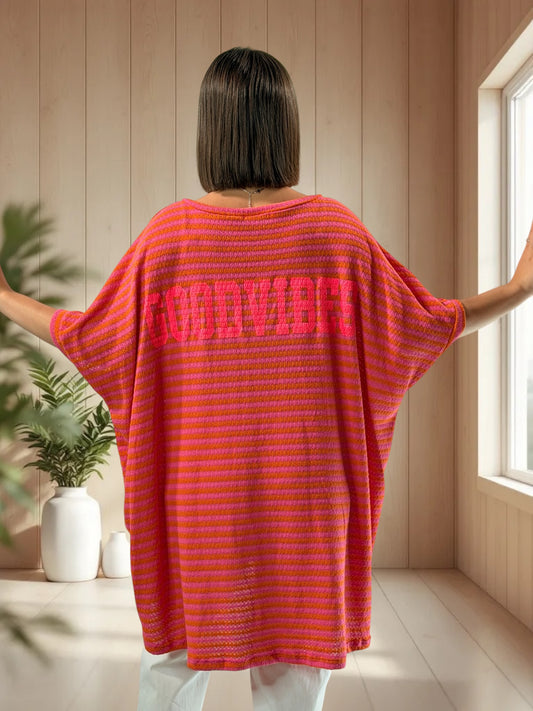 GOOD VIBES - T-SHIRT OVERSIZE EN MAILLE JUSQU'A LA TAILLE 60