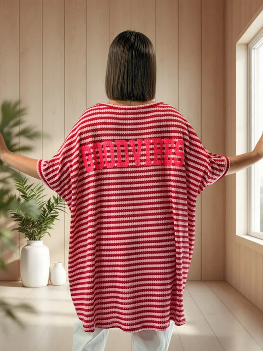 GOOD VIBES - T-SHIRT OVERSIZE EN MAILLE JUSQU'A LA TAILLE 60