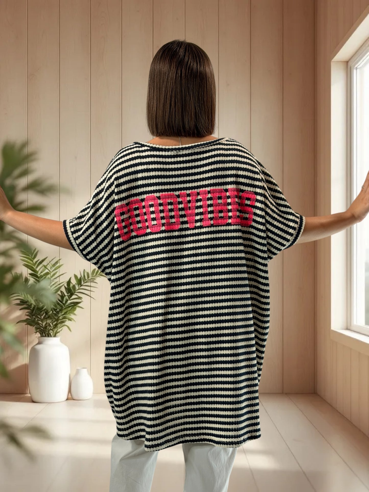 GOOD VIBES - T-SHIRT OVERSIZE EN MAILLE JUSQU'A LA TAILLE 60