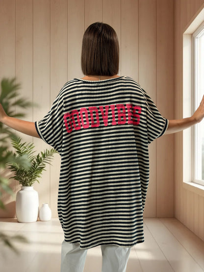 GOOD VIBES - T-SHIRT OVERSIZE EN MAILLE JUSQU'A LA TAILLE 60