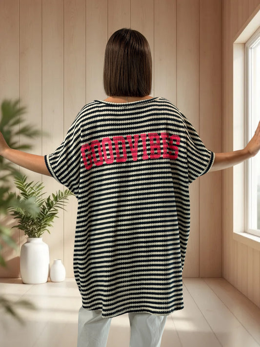 GOOD VIBES - T-SHIRT OVERSIZE EN MAILLE JUSQU'A LA TAILLE 60