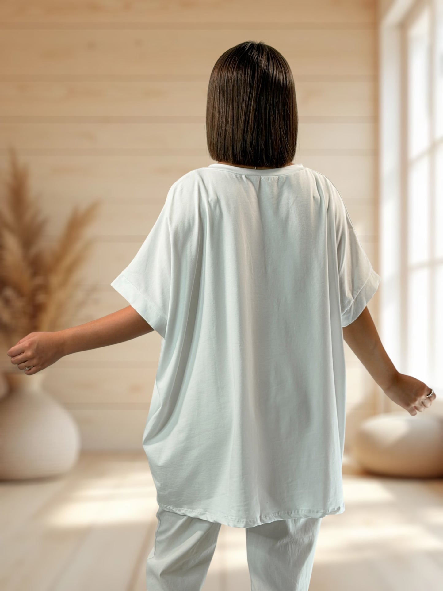 IBIZA - T-SHIRT OVERSIZE BLANC JUSQU'A LA TAILLE 46/48 A 56/58