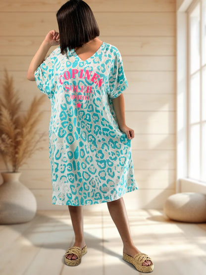 COPINE - ROBE LEOPARD LAGON JUSQU'A LA TAILLE 54