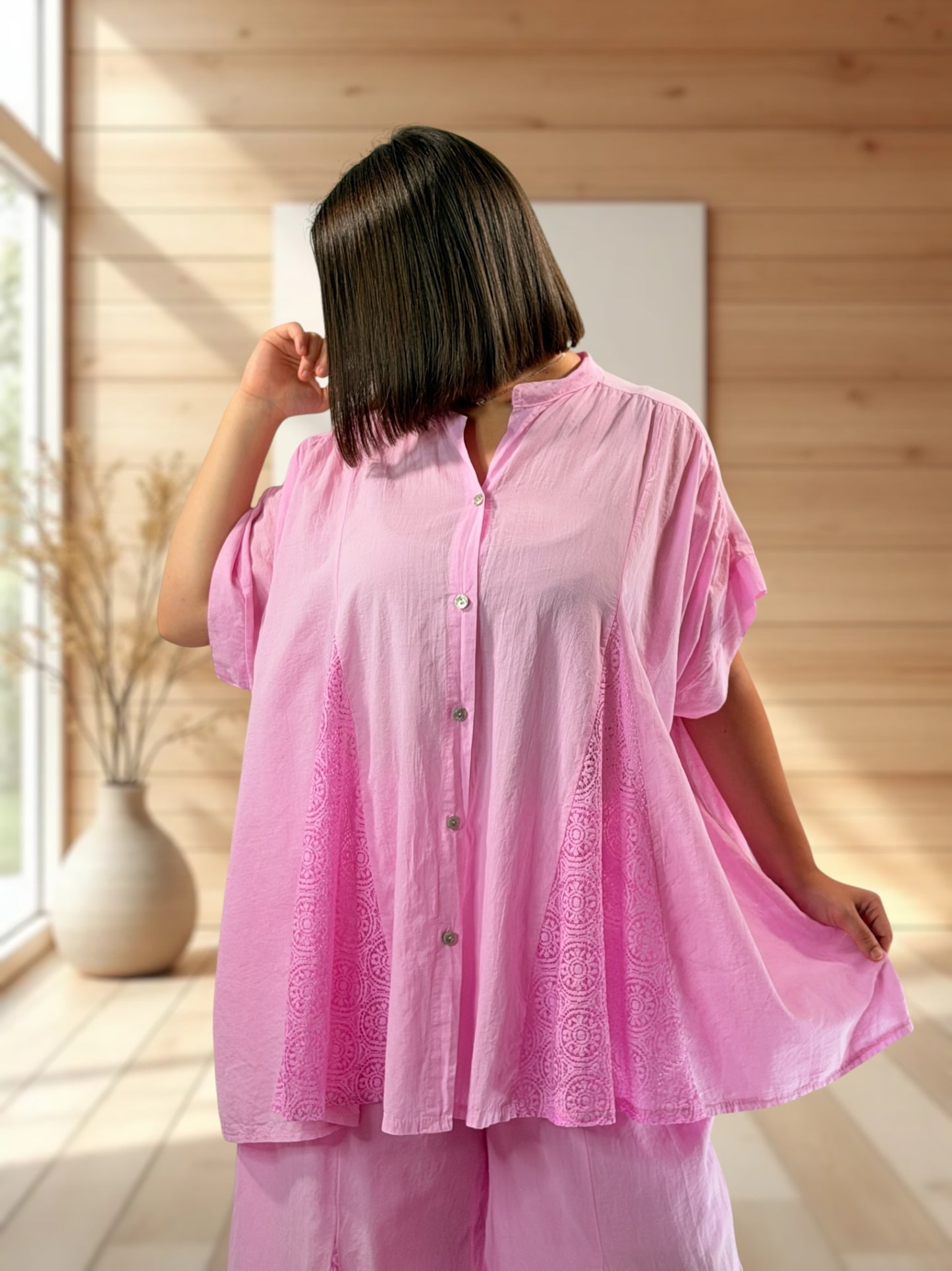 TAPIOCA  - ENSEMBLE TUNIQUE ET PANTALON ROSE JUSQU'A LA TAILLE 52