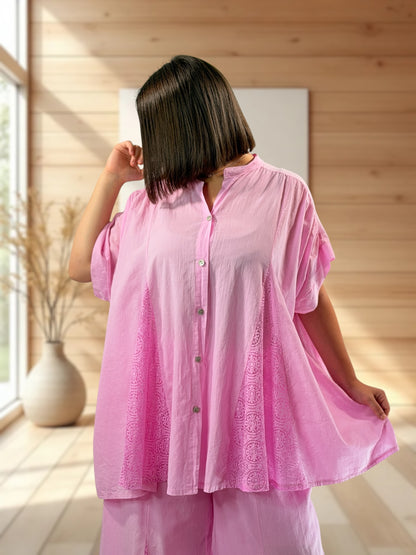TAPIOCA  - ENSEMBLE TUNIQUE ET PANTALON ROSE JUSQU'A LA TAILLE 52