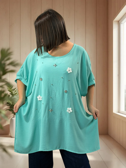 DEVA  - TUNIQUE OVERSIZE LAGON JUSQU'A LA TAILLE 56