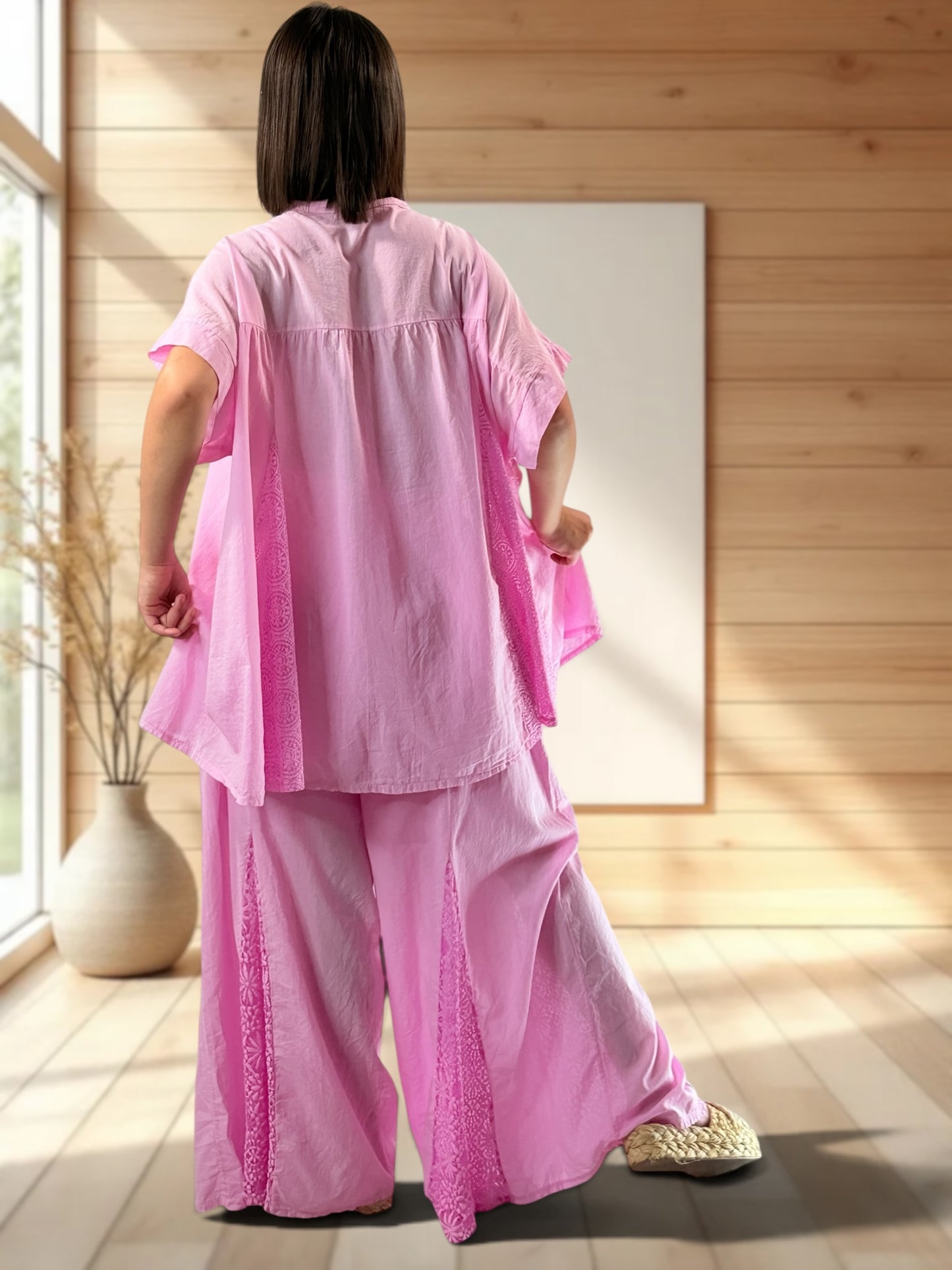 TAPIOCA  - ENSEMBLE TUNIQUE ET PANTALON ROSE JUSQU'A LA TAILLE 52