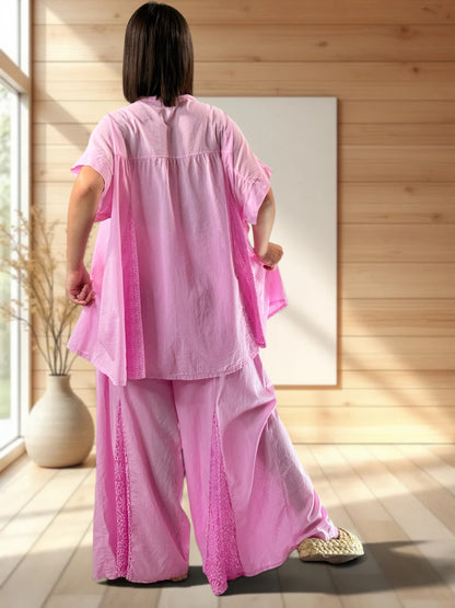 TAPIOCA  - ENSEMBLE TUNIQUE ET PANTALON ROSE JUSQU'A LA TAILLE 52