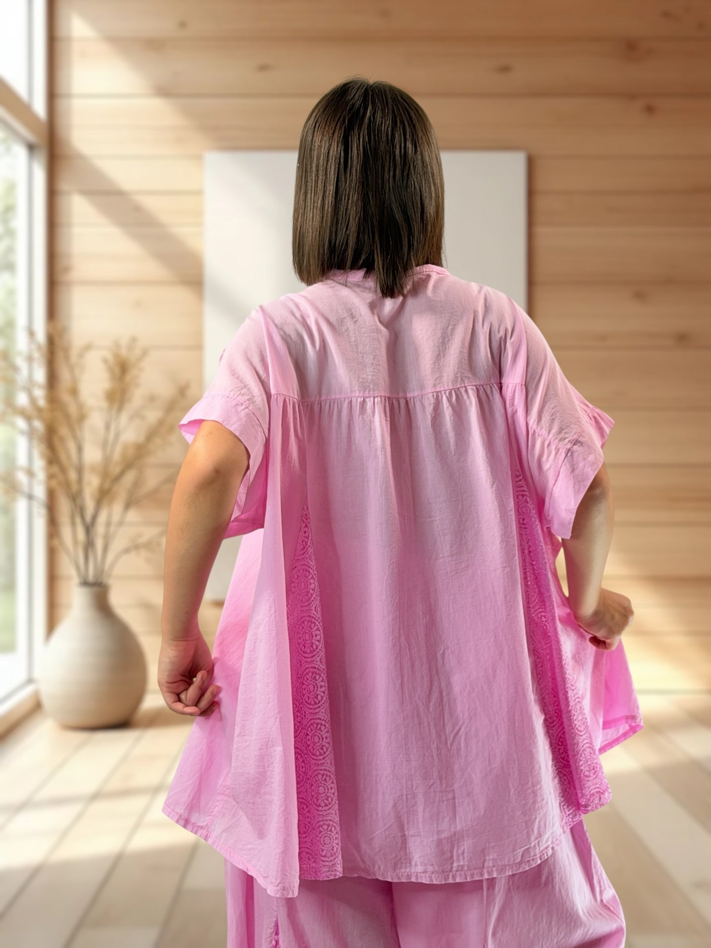 TAPIOCA  - ENSEMBLE TUNIQUE ET PANTALON ROSE JUSQU'A LA TAILLE 52