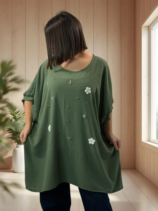 DEVA  - TUNIQUE OVERSIZE KAKI JUSQU'A LA TAILLE 56