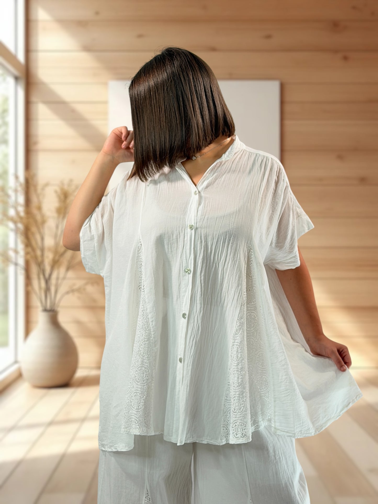 TAPIOCA  - ENSEMBLE TUNIQUE ET PANTALON BLANC JUSQU'A LA TAILLE 52