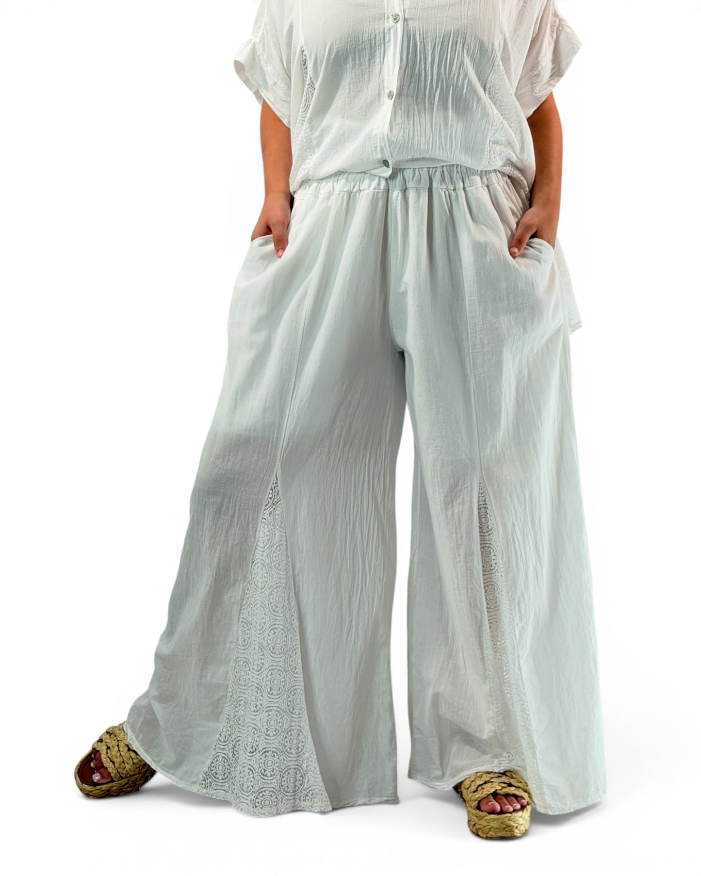 TAPIOCA  - ENSEMBLE TUNIQUE ET PANTALON BLANC JUSQU'A LA TAILLE 52