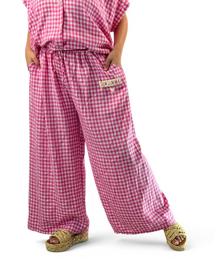VITO - PANTALON VICHY ROSE JUSQUA LA TAILLE 52/54