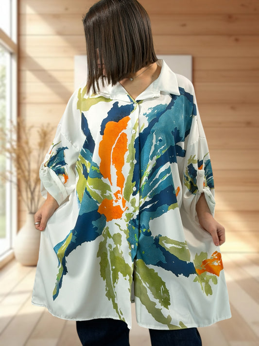 AMANDA - CHEMISE OVERSIZE A MOTIF JUSQU'A LA TAILLE 60