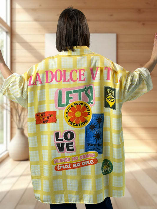 AMANDA - CHEMISE OVERSIZE A MOTIF JUSQU'A LA TAILLE 60