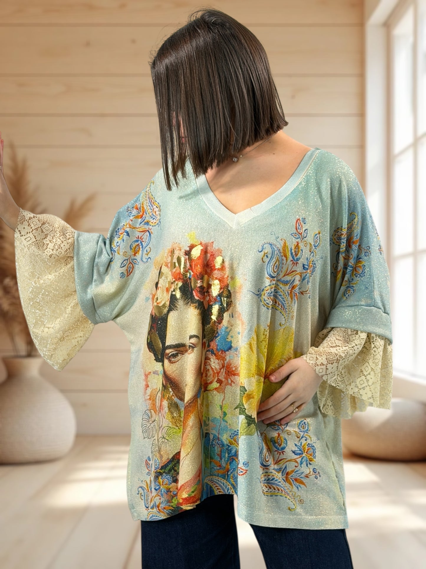 MARCELINE - TEE-SHIRT OVERSIZE FLUIDE SCINTILLANT JUSQU'A LA TAILLE 56/58