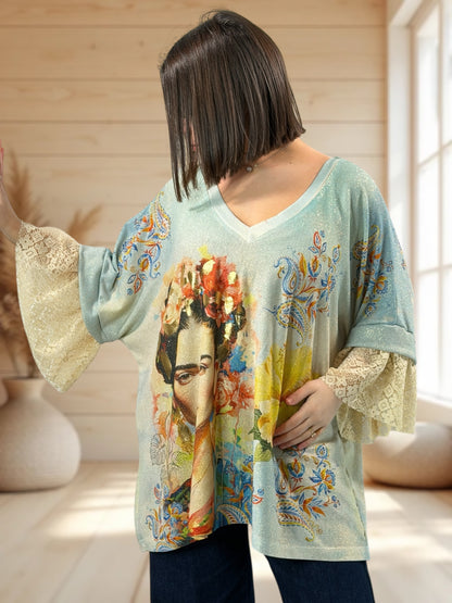 MARCELINE - TEE-SHIRT OVERSIZE FLUIDE SCINTILLANT JUSQU'A LA TAILLE 56/58