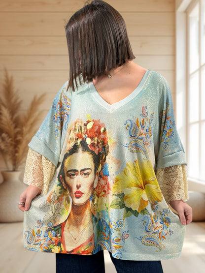 MARCELINE - TEE-SHIRT OVERSIZE FLUIDE SCINTILLANT JUSQU'A LA TAILLE 56/58