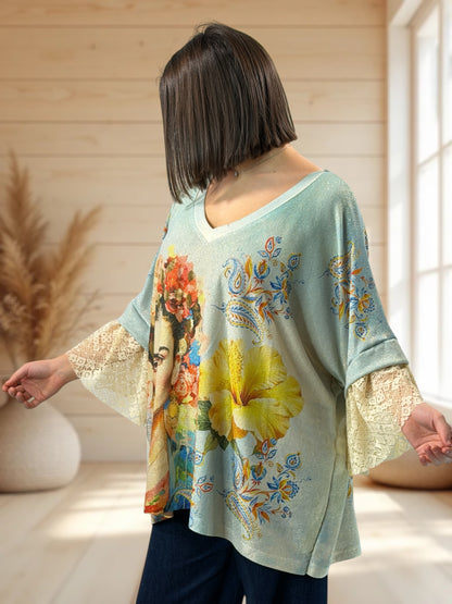 MARCELINE - TEE-SHIRT OVERSIZE FLUIDE SCINTILLANT JUSQU'A LA TAILLE 56/58