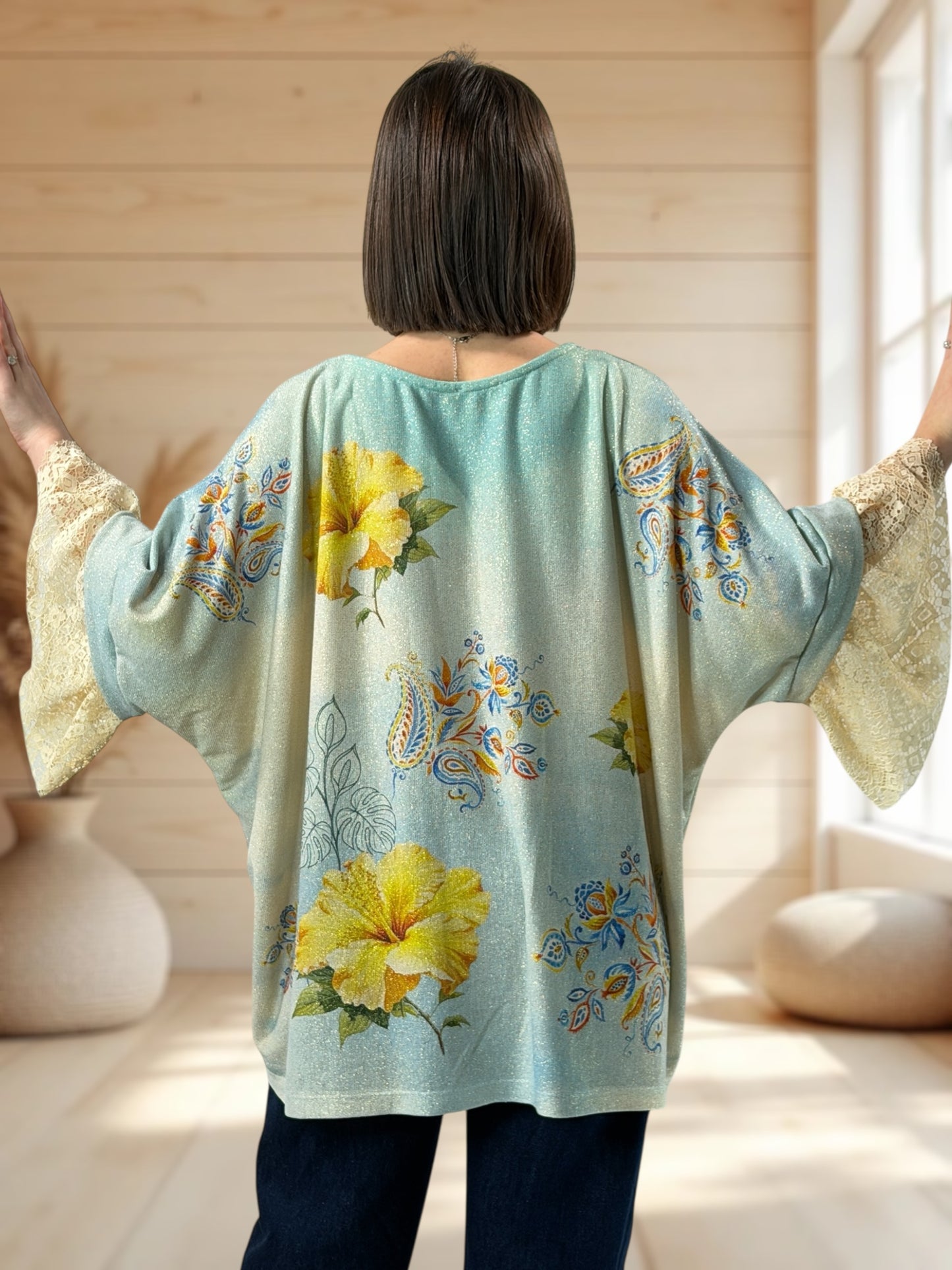 MARCELINE - TEE-SHIRT OVERSIZE FLUIDE SCINTILLANT JUSQU'A LA TAILLE 56/58
