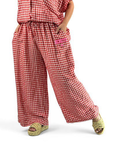 VITO - PANTALON VICHY ROUGE JUSQUA LA TAILLE 52/54