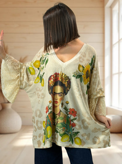 MARCELINE - TEE-SHIRT OVERSIZE FLUIDE SCINTILLANT JUSQU'A LA TAILLE 56/58