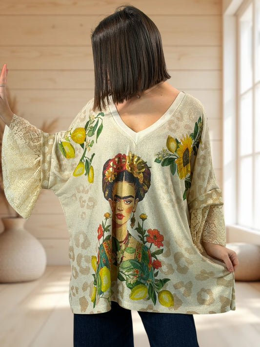 MARCELINE - TEE-SHIRT OVERSIZE FLUIDE SCINTILLANT JUSQU'A LA TAILLE 56/58