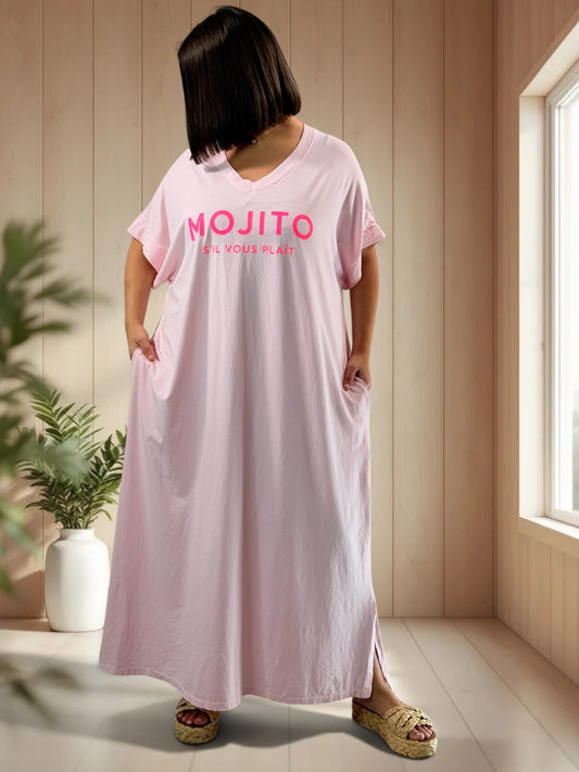 MOJITO - ROBE LONGUE ROSE JUSQU'A LA TAILLE 54/56