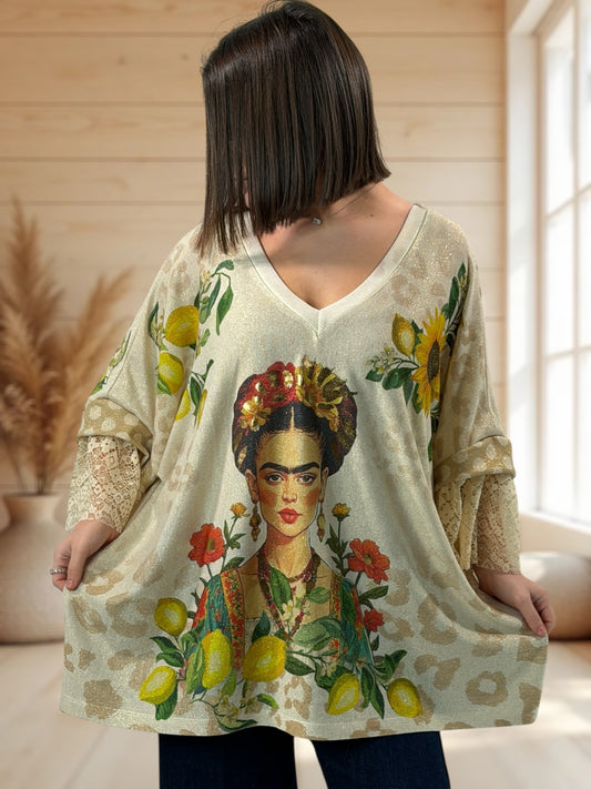 MARCELINE - TEE-SHIRT OVERSIZE FLUIDE SCINTILLANT JUSQU'A LA TAILLE 56/58