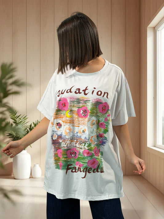 MADOX - T-SHIRT OVERSIZE A MOTIF TAILLE JUSQU'A LA TAILLE 46/48 A 56