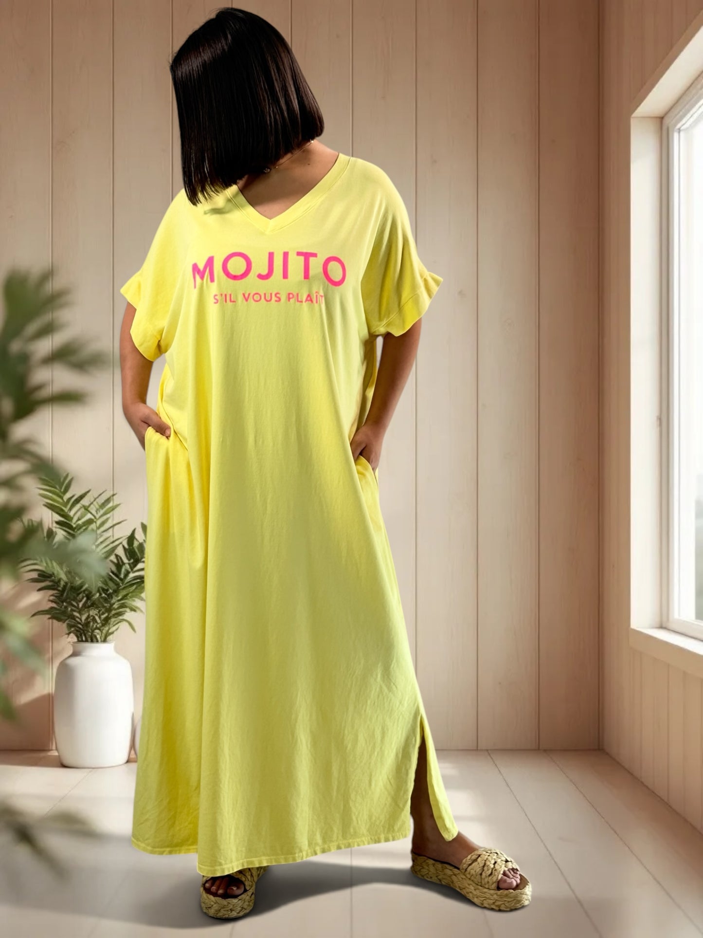 MOJITO - ROBE LONGUE JAUNE JUSQU'A LA TAILLE 54/56