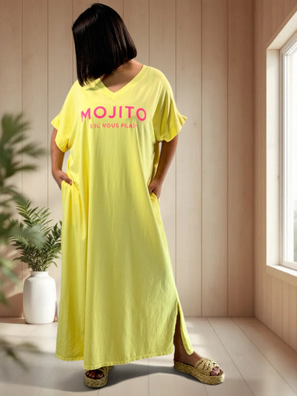MOJITO - ROBE LONGUE JAUNE JUSQU'A LA TAILLE 54/56