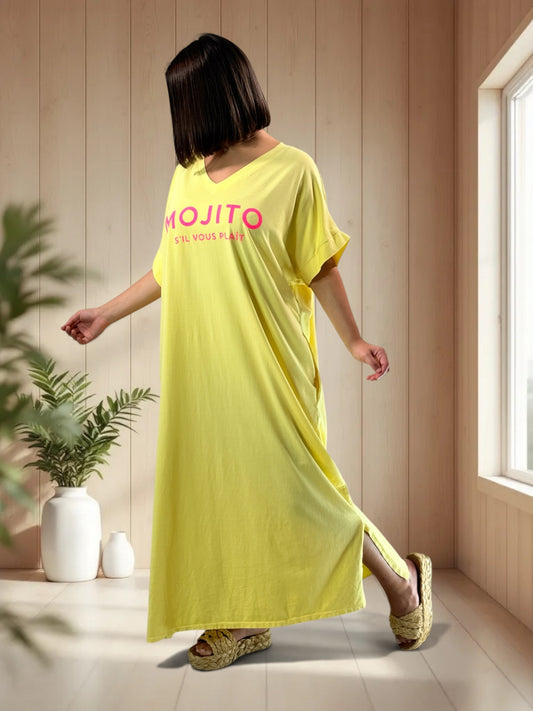 MOJITO - ROBE LONGUE JAUNE JUSQU'A LA TAILLE 54/56