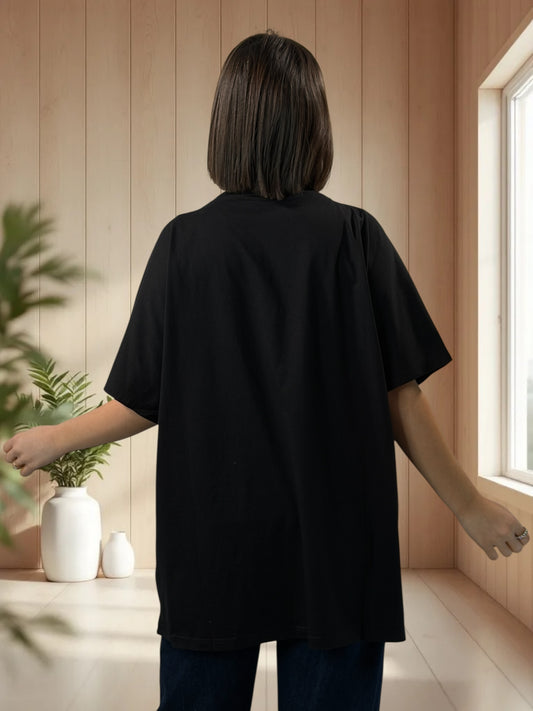 MADOX - T-SHIRT OVERSIZE NOIR A MOTIF TAILLE JUSQU'A LA TAILLE 46/48 A 56