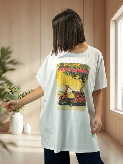 MADOX - T-SHIRT OVERSIZE A MOTIF TAILLE JUSQU'A LA TAILLE 46/48 A 56