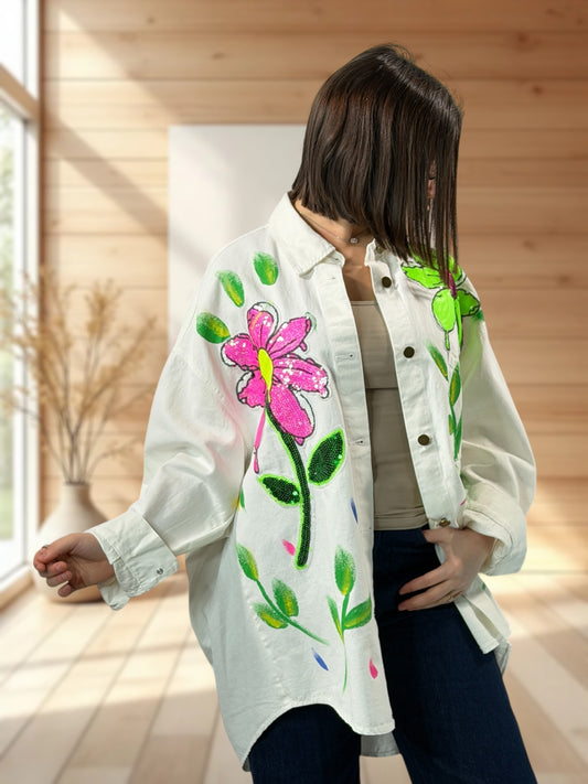 GIULIA - VESTE BLANCHE OVERSIZE JUSQU'A LA TAILLE 48 A 54/56