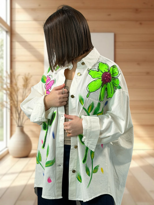 GIULIA - VESTE BLANCHE OVERSIZE JUSQU'A LA TAILLE 48 A 54/56