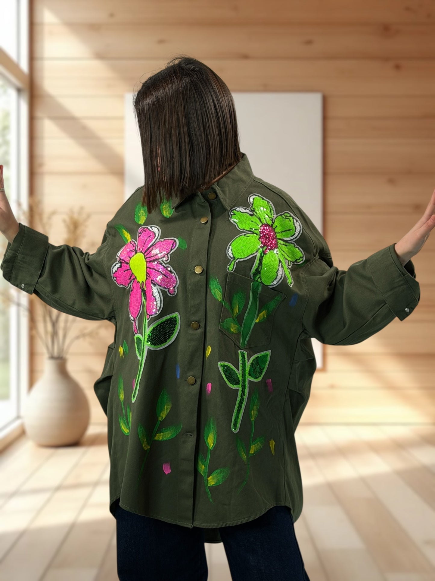 GIULIA - VESTE KAKI OVERSIZE JUSQU'A LA TAILLE 48 A 54/56