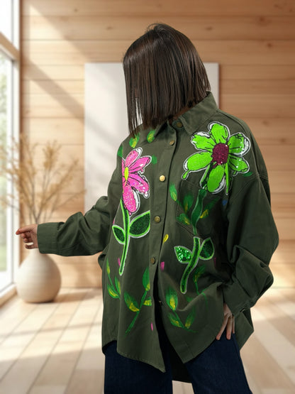 GIULIA - VESTE KAKI OVERSIZE JUSQU'A LA TAILLE 48 A 54/56