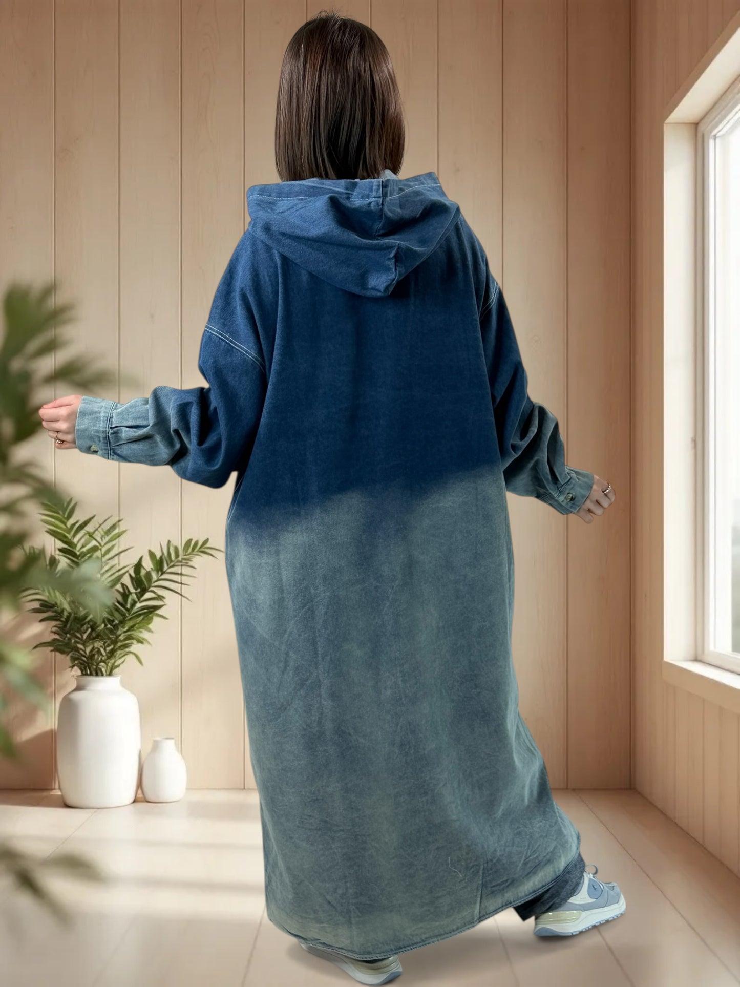 MICHIGAN - TRENCH EN JEAN BRODE JUSQU'A LA TAILLE 52/54