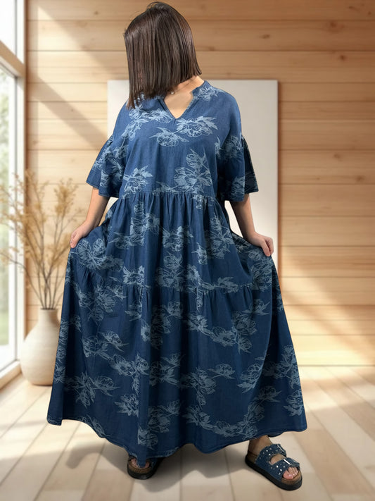 BETTY - ROBE LONGUE EN JEAN JUSQU'A LA TAILLE 50/52