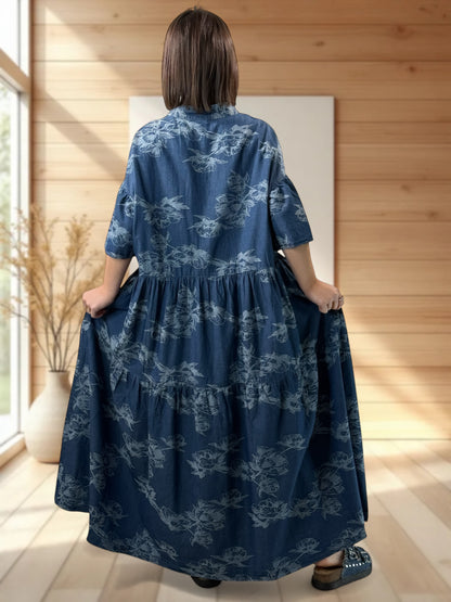 BETTY - ROBE LONGUE EN JEAN JUSQU'A LA TAILLE 50/52