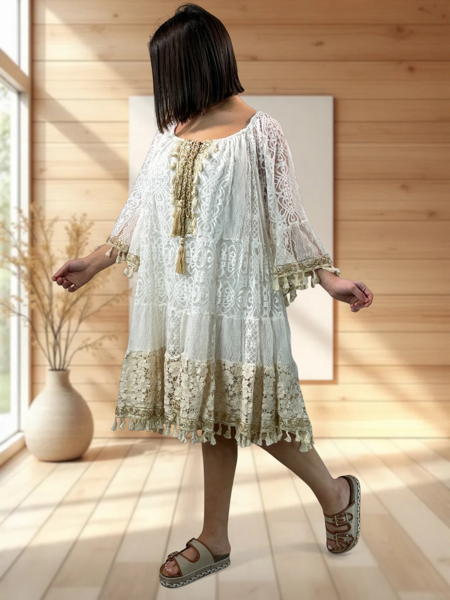 CAMELIA - ROBE BOHEME EN DENTELLE JUSQU'A LA TAILLE 54