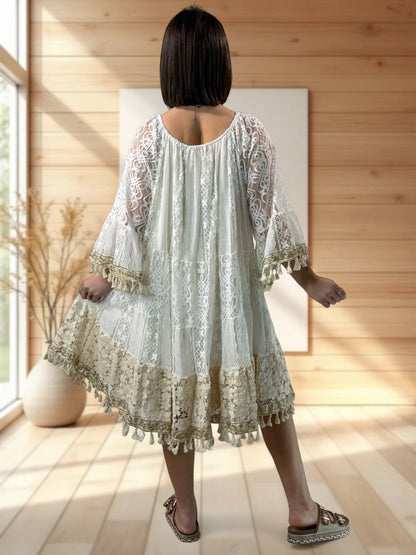 CAMELIA - ROBE BOHEME EN DENTELLE JUSQU'A LA TAILLE 54