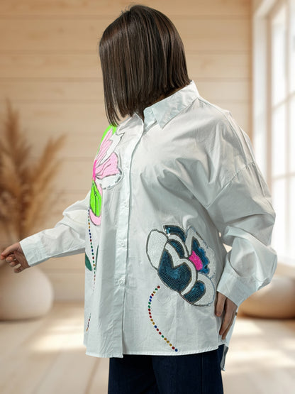 PATOU - CHEMISE OVERSIZE BLANCHE JUSQU'A LA TAILLE 50/52