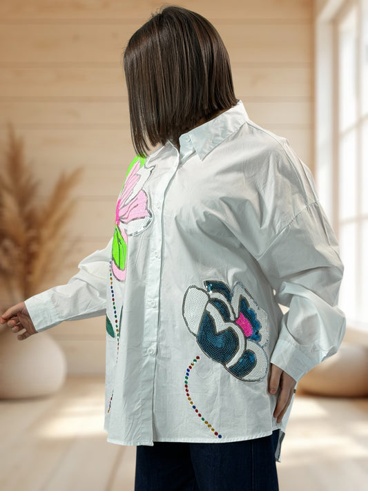 PATOU - CHEMISE OVERSIZE BLANCHE JUSQU'A LA TAILLE 50/52