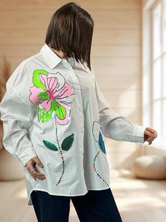 PATOU - CHEMISE OVERSIZE BLANCHE JUSQU'A LA TAILLE 50/52