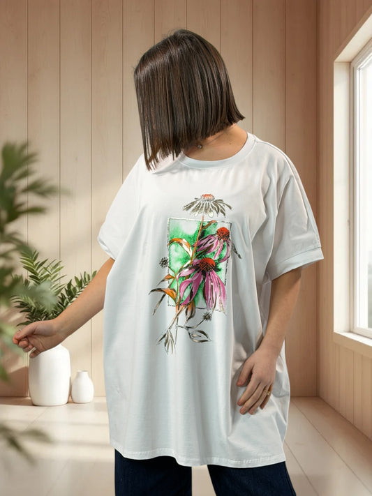 MADOX - T-SHIRT OVERSIZE A MOTIF TAILLE JUSQU'A LA TAILLE 46/48 A 56