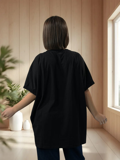 MATHIS - T-SHIRT OVERSIZE NOIR MOTIF BRODE TAILLE JUSQU'A LA TAILLE 46/48 A 56