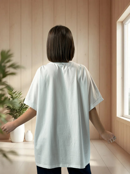 LIVIA - T-SHIRT OVERSIZE BLANC A MOTIF TAILLE JUSQU'A LA TAILLE 46/48 A 56